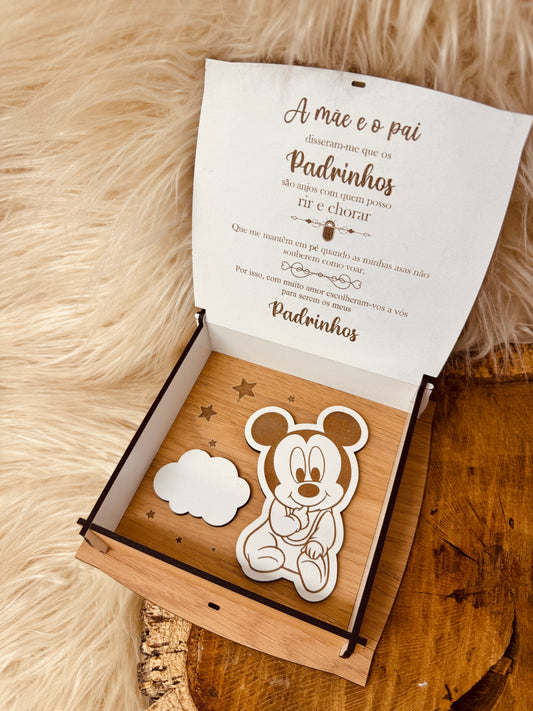 Caixa convite para Padrinhos "Mickey"