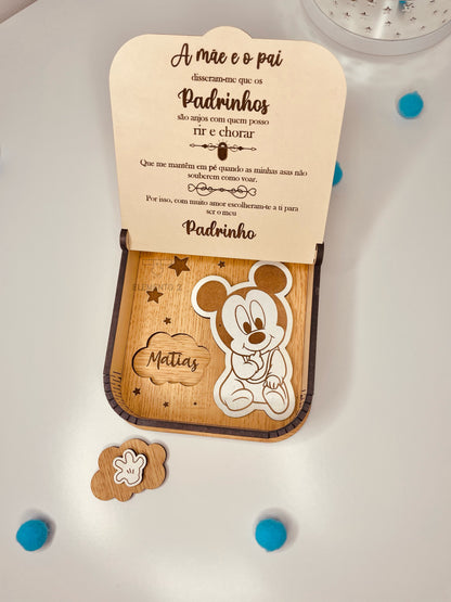 Caixa convite para Padrinhos "Mickey"
