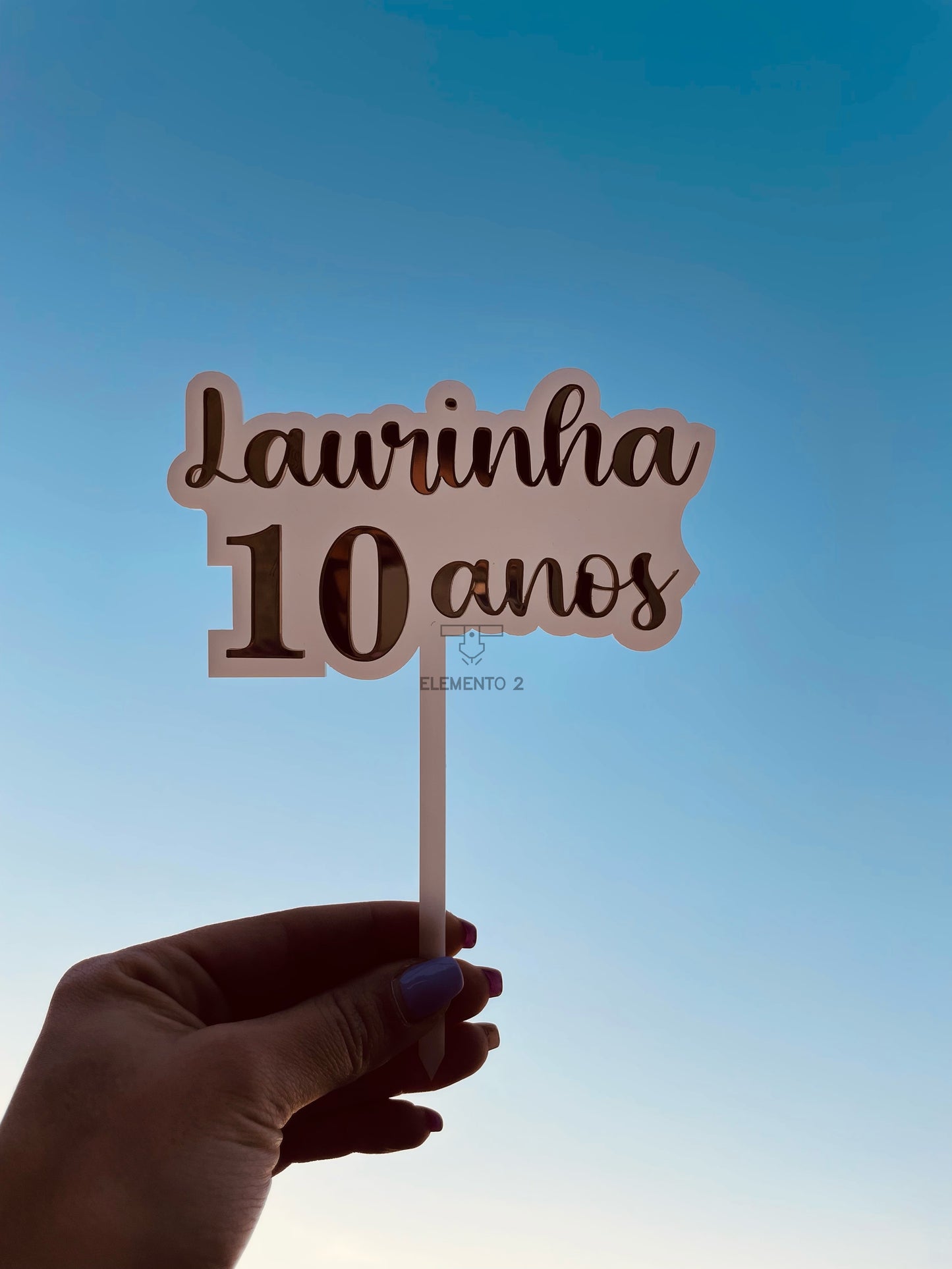 Topo de bolo com nome e idade