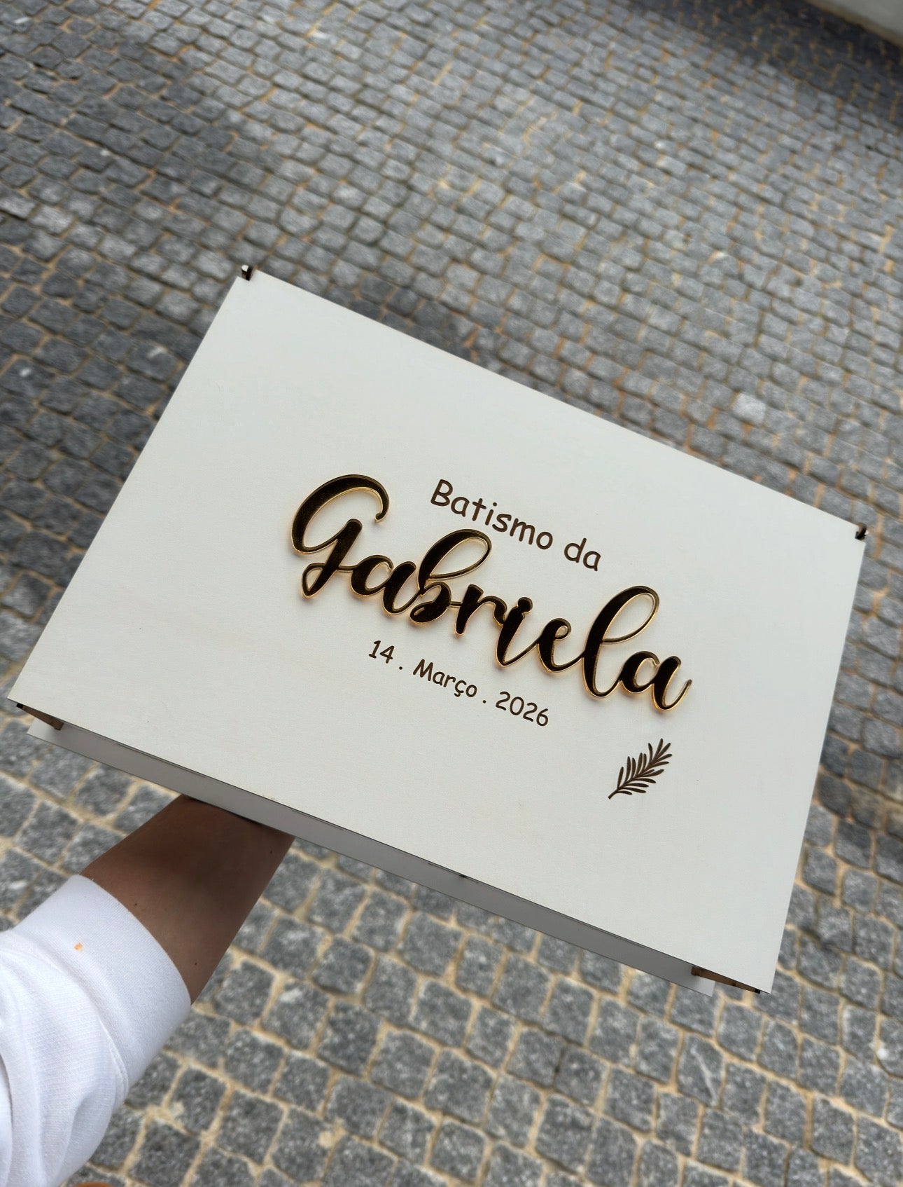 Caixa Batismo com nome espelhado