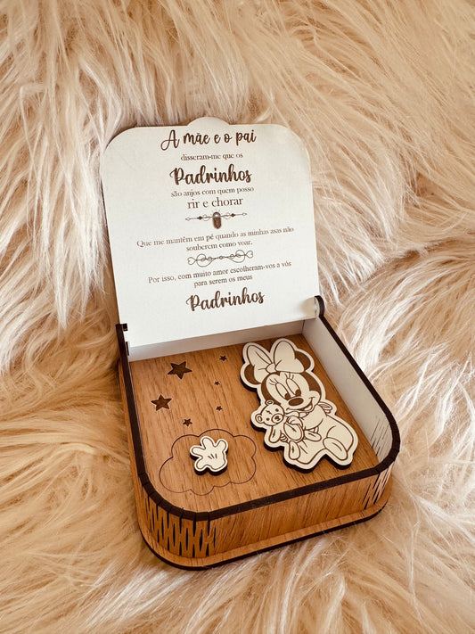 Caixa convite para Padrinhos "Minnie"