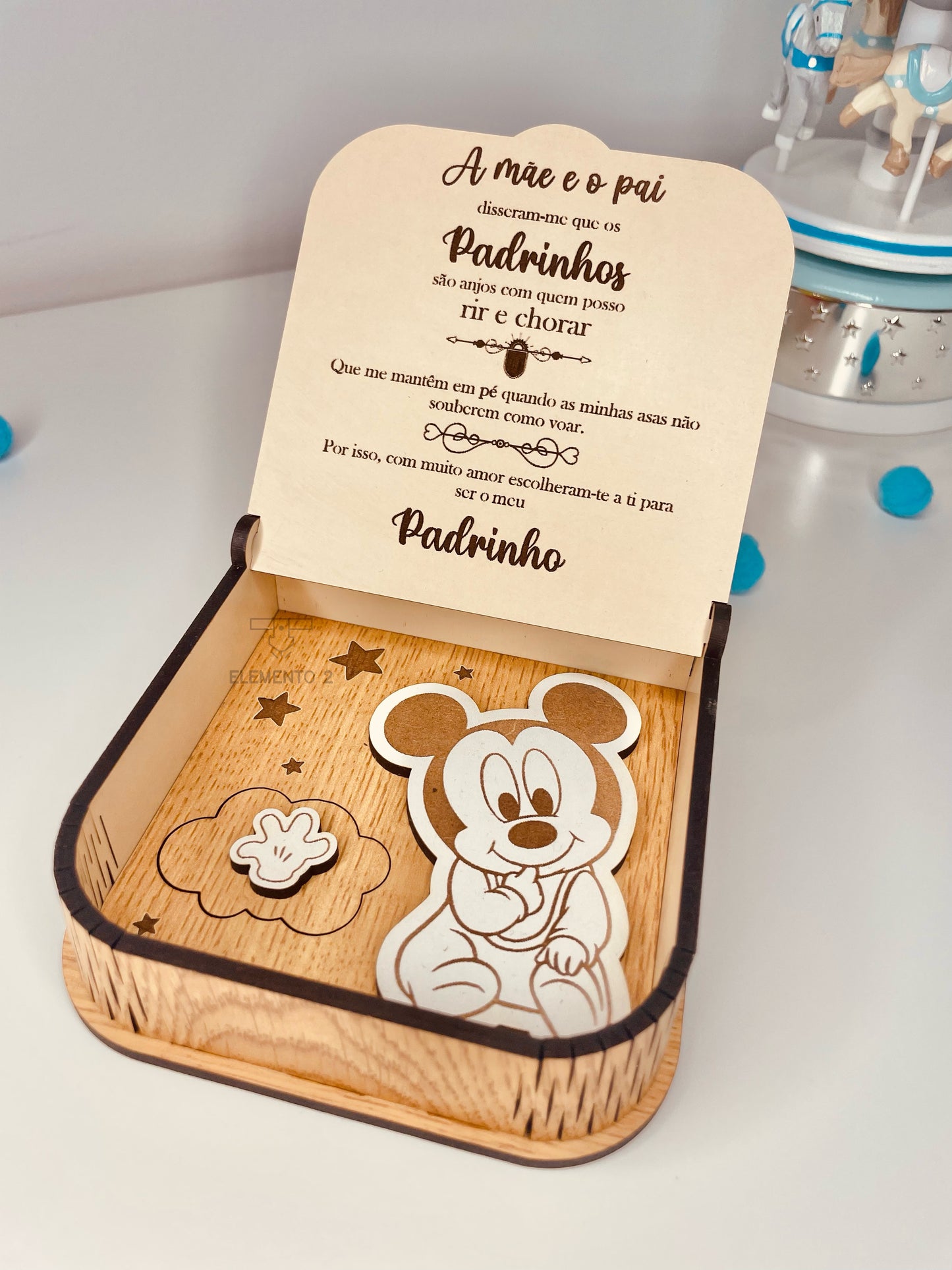 Caixa convite para Padrinhos "Mickey"
