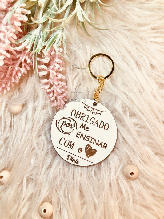 Porta-chaves “Obrigado por me ensinar com o coração”