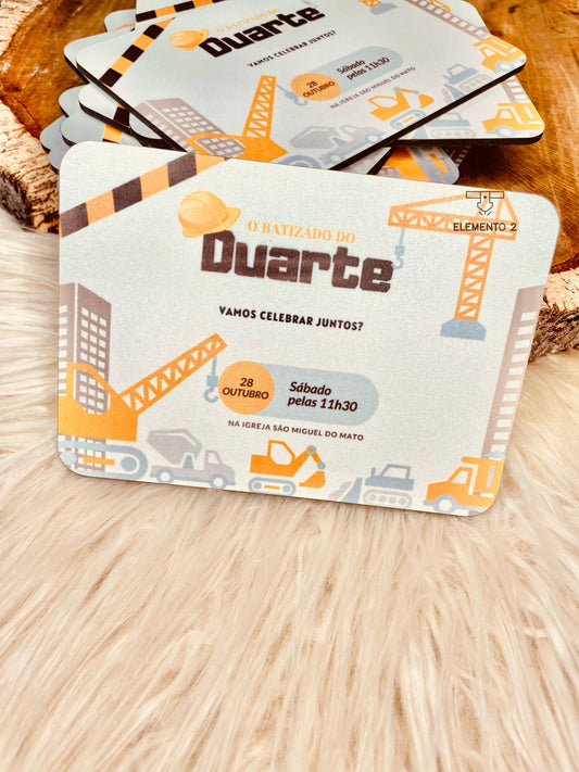 Convite batizado "Construção"