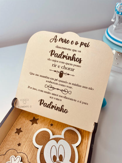 Caixa convite para Padrinhos "Mickey"