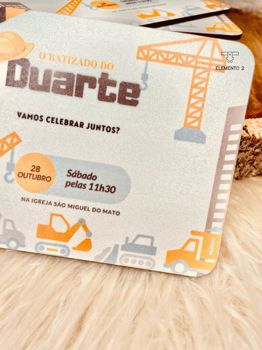 Convite batizado "Construção"