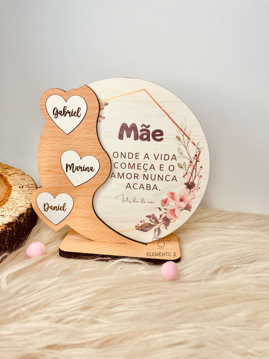 Decoração mãe "Onde a vida começa e o amor nunca acaba"