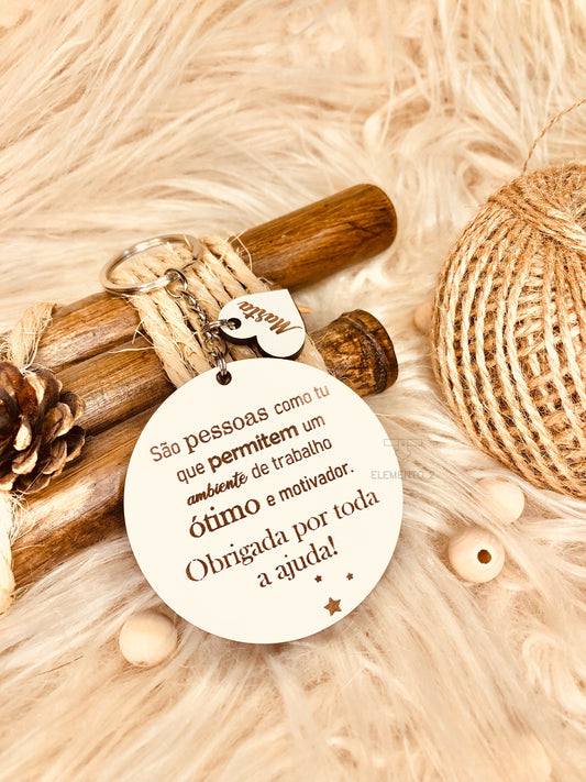 Porta-chaves com frase personalizada